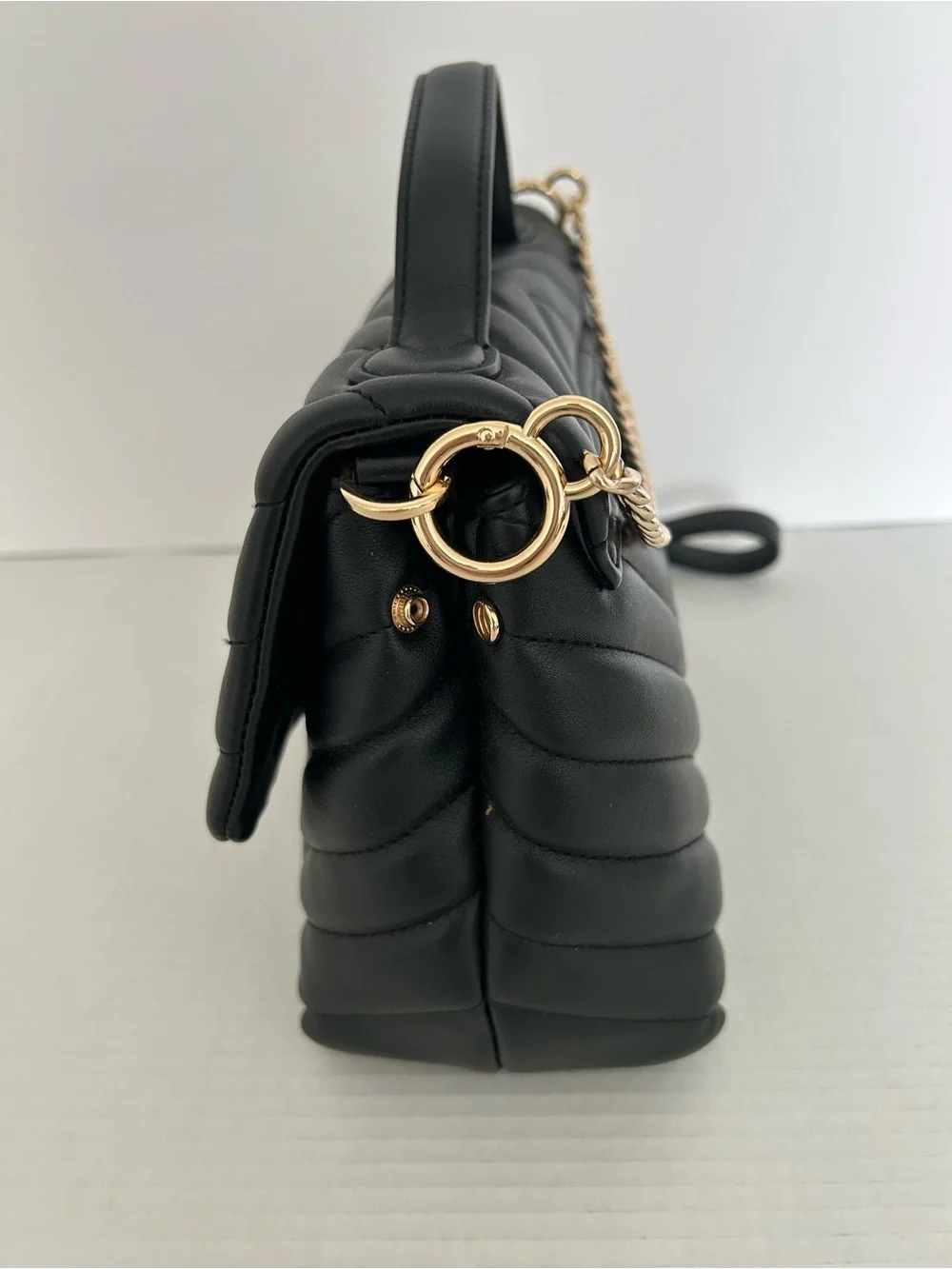 A New Day/ NWT/ Structured Quilted Top-Handle Bag in Black/cross body as well